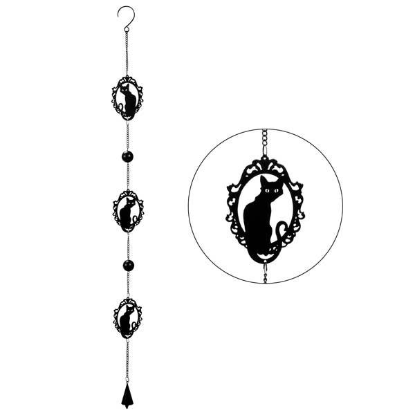 Victorian Gothic Black Cat Hanging Indoor Outdoor Decoration wind chime sun catcher