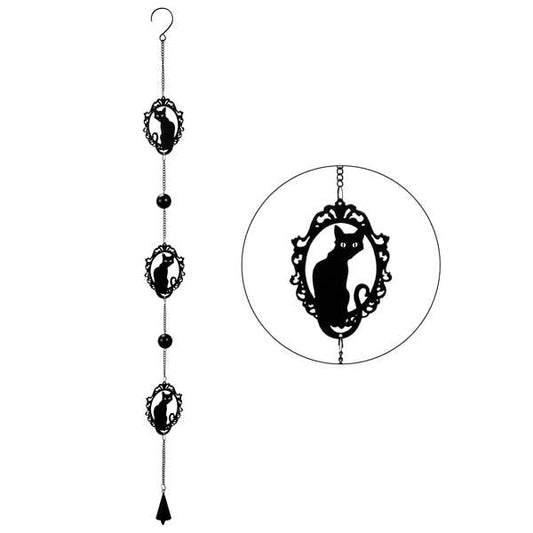 Victorian Gothic Black Cat Hanging Indoor Outdoor Decoration wind chime sun catcher
