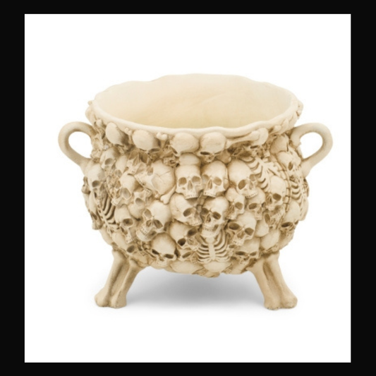 Bone Colored Skeleton Skull Cauldron
