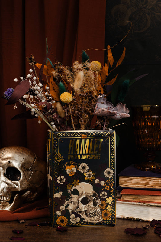 Large Book Shaped Vase, Hamlet with Iridescent gold accents
