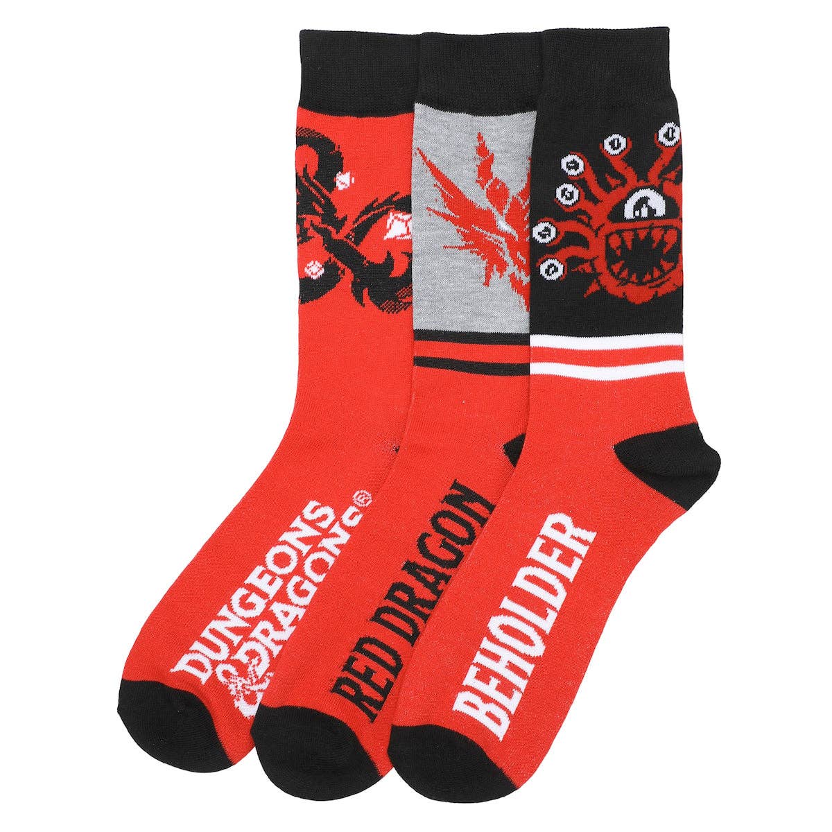 Dungeons & Dragons Men's Monster Crew Socks, 3-Pair Set