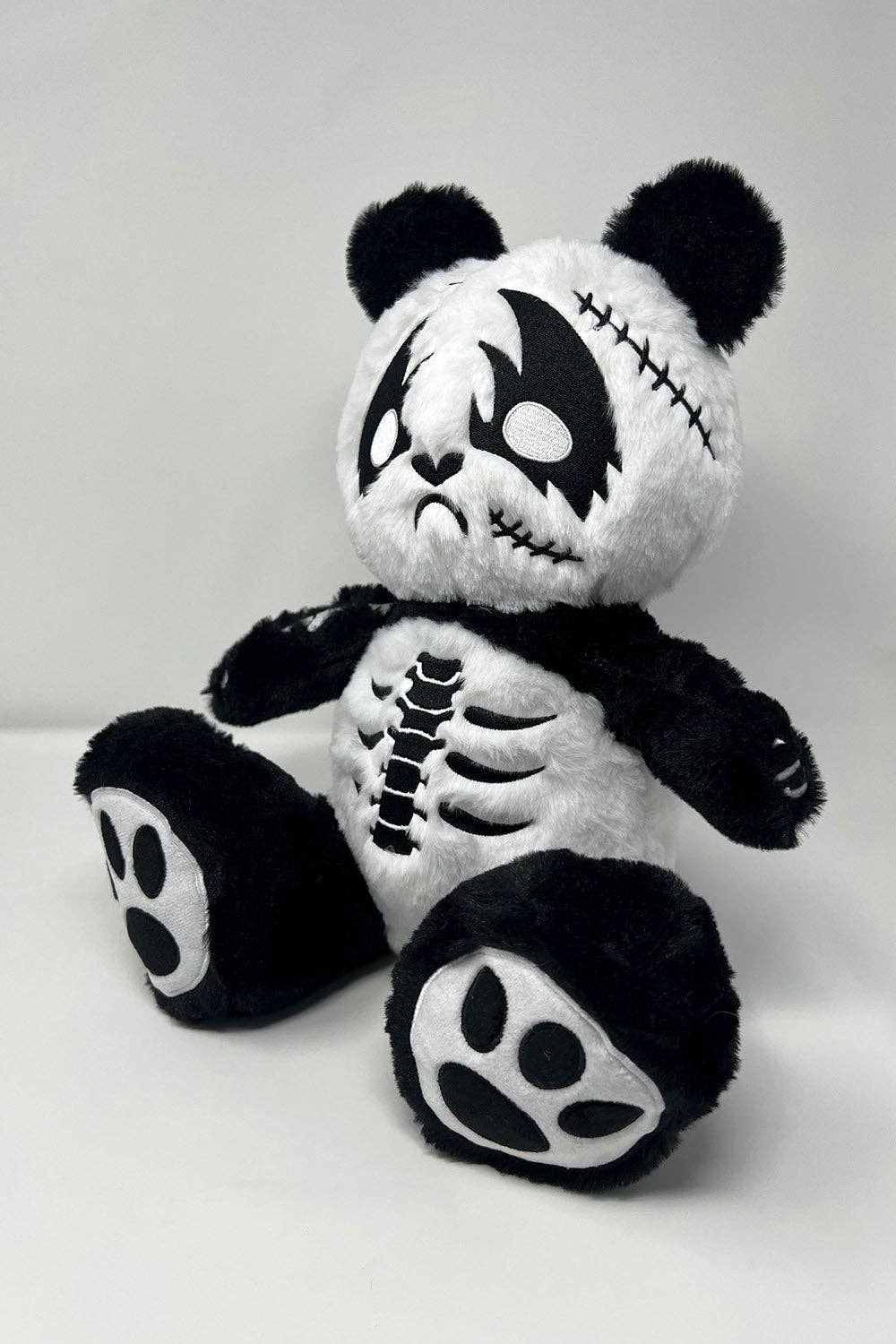 Heavy Metal Skeleton Panda Plush Black and White