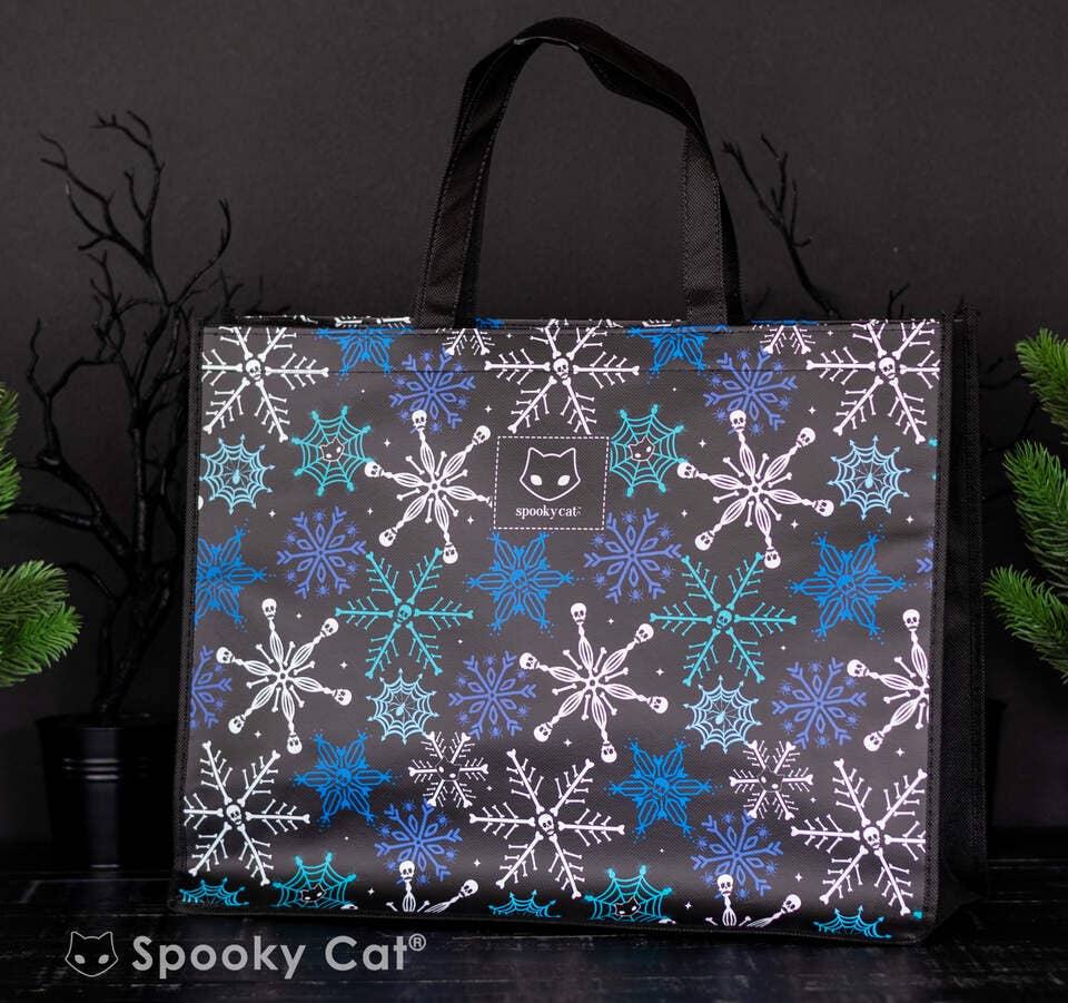 Gothic Snowflake Tote Bag Large Skull Snowflake Whimsigoth Creepmas