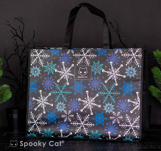 Gothic Snowflake Tote Bag Large Skull Snowflake Whimsigoth Creepmas