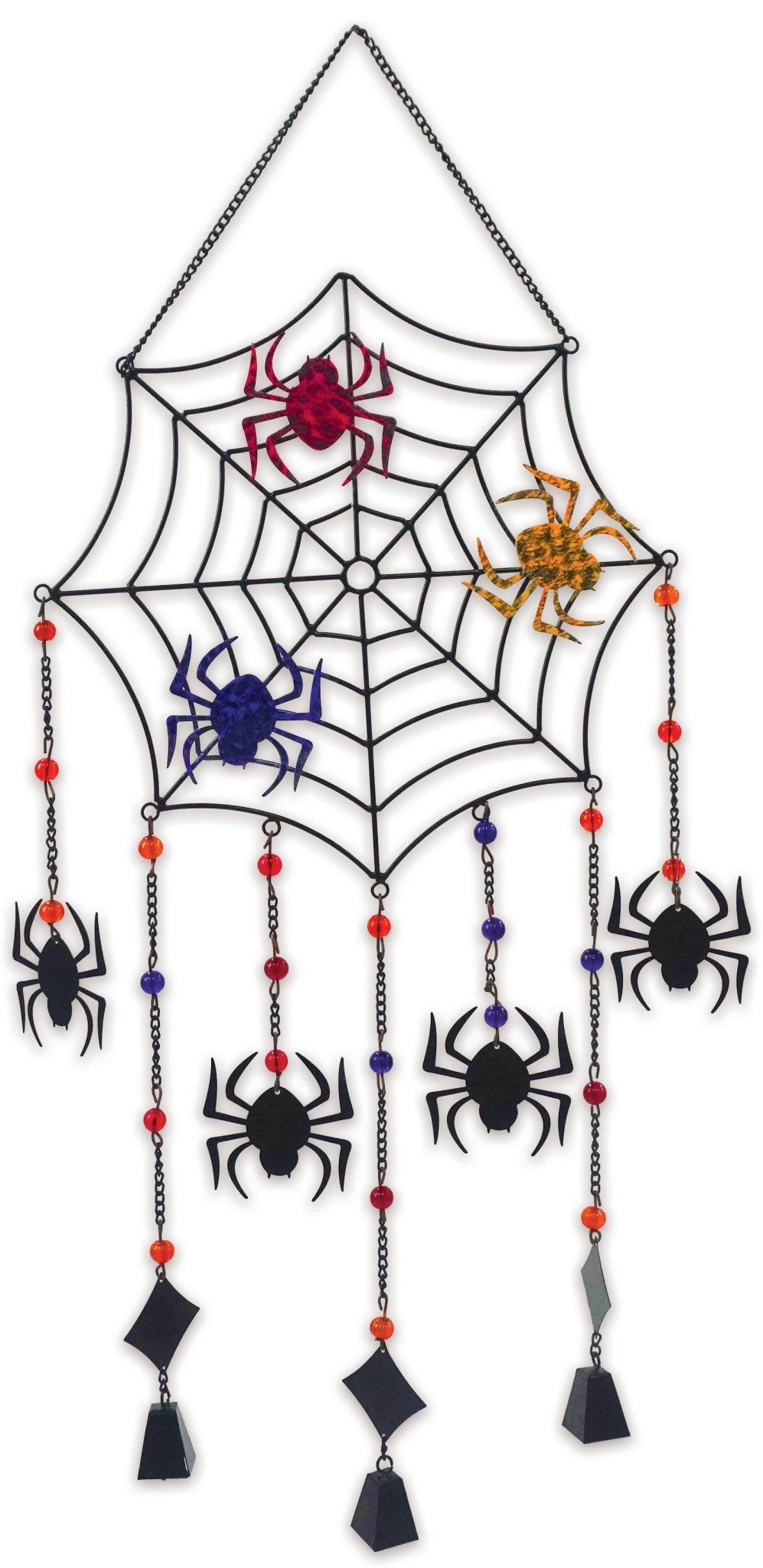 7 Spiders Dangler Wind Chime Garden Decor - Gothic & Alternative Gift - Haunted