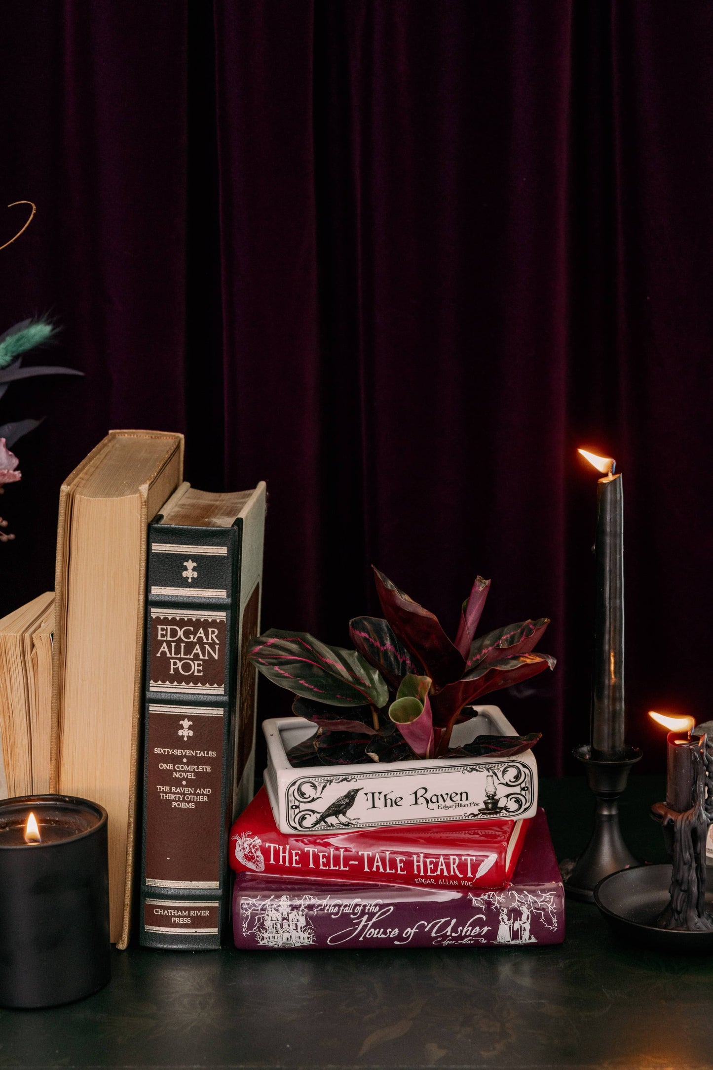 Stacked Book Planter, The Raven, Edgar Allen Poe, Book Shaped Vase