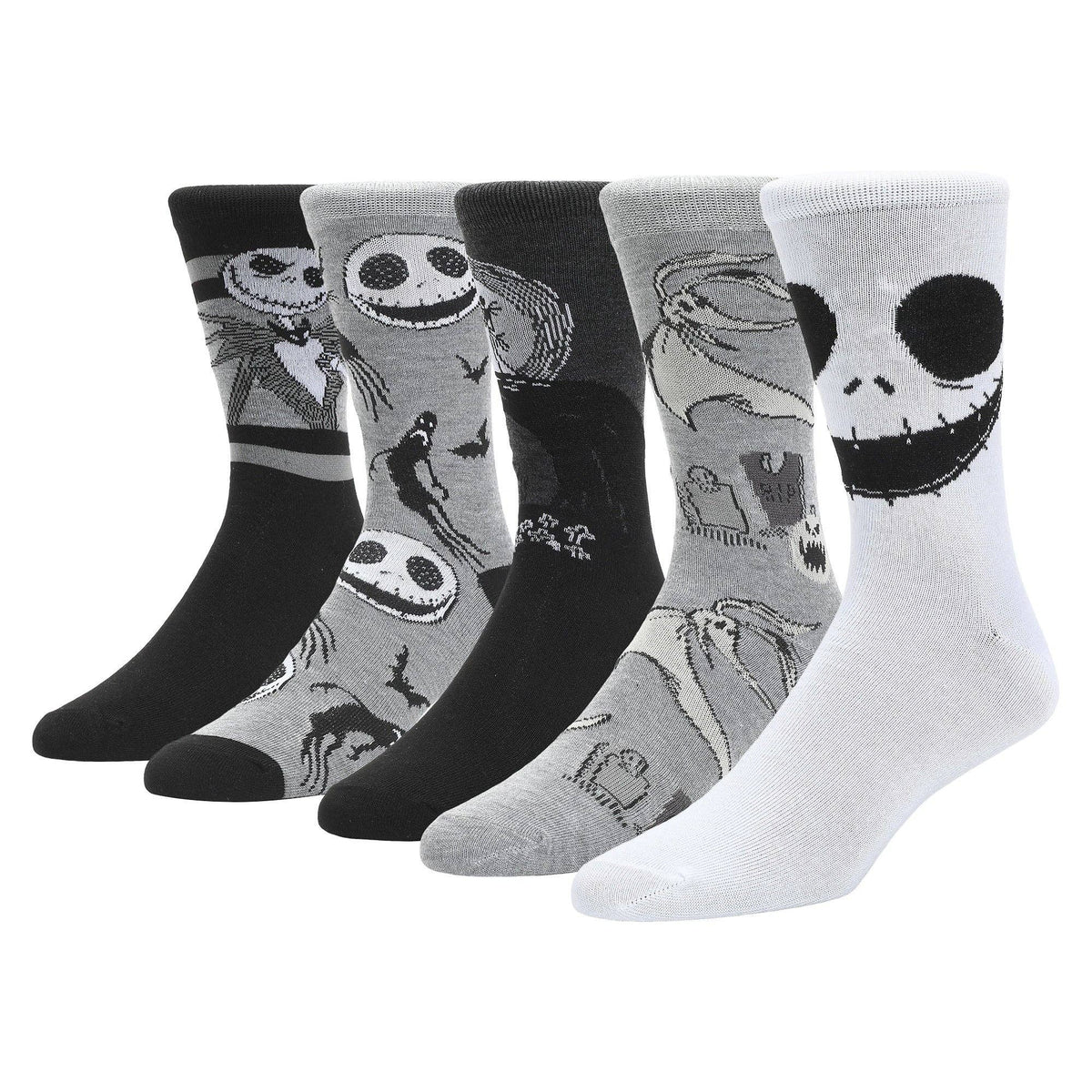 Nightmare Before Christmas Jack Skellington & Zero Crew Socks, 5-Pack