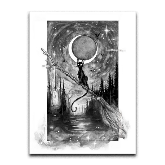 Spellbound Shade: 11x14 Framed Black Cat and Moon print