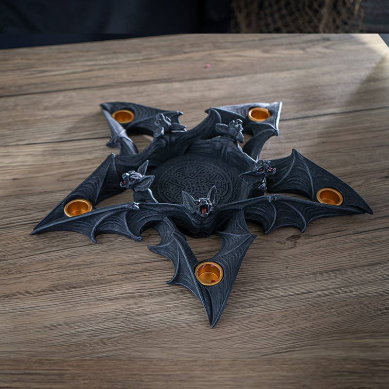 Nosferatu Pentagram Shaped Vampire Bat Candleholder Large