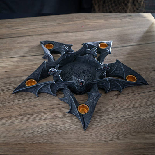 Nosferatu Pentagram Shaped Vampire Bat Candleholder Large