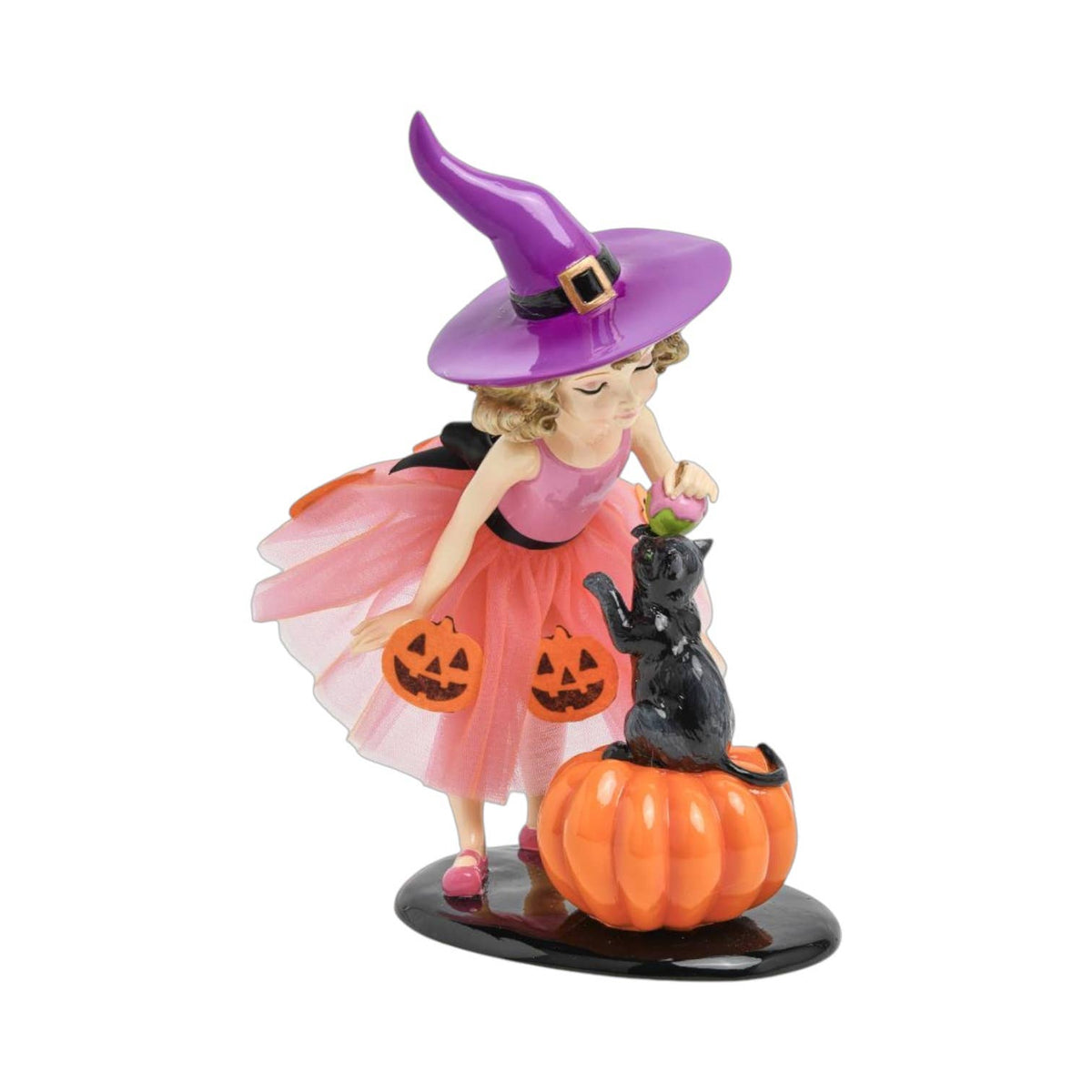 Witch Girl & Her Black Cat — December Diamonds Gothic Statue