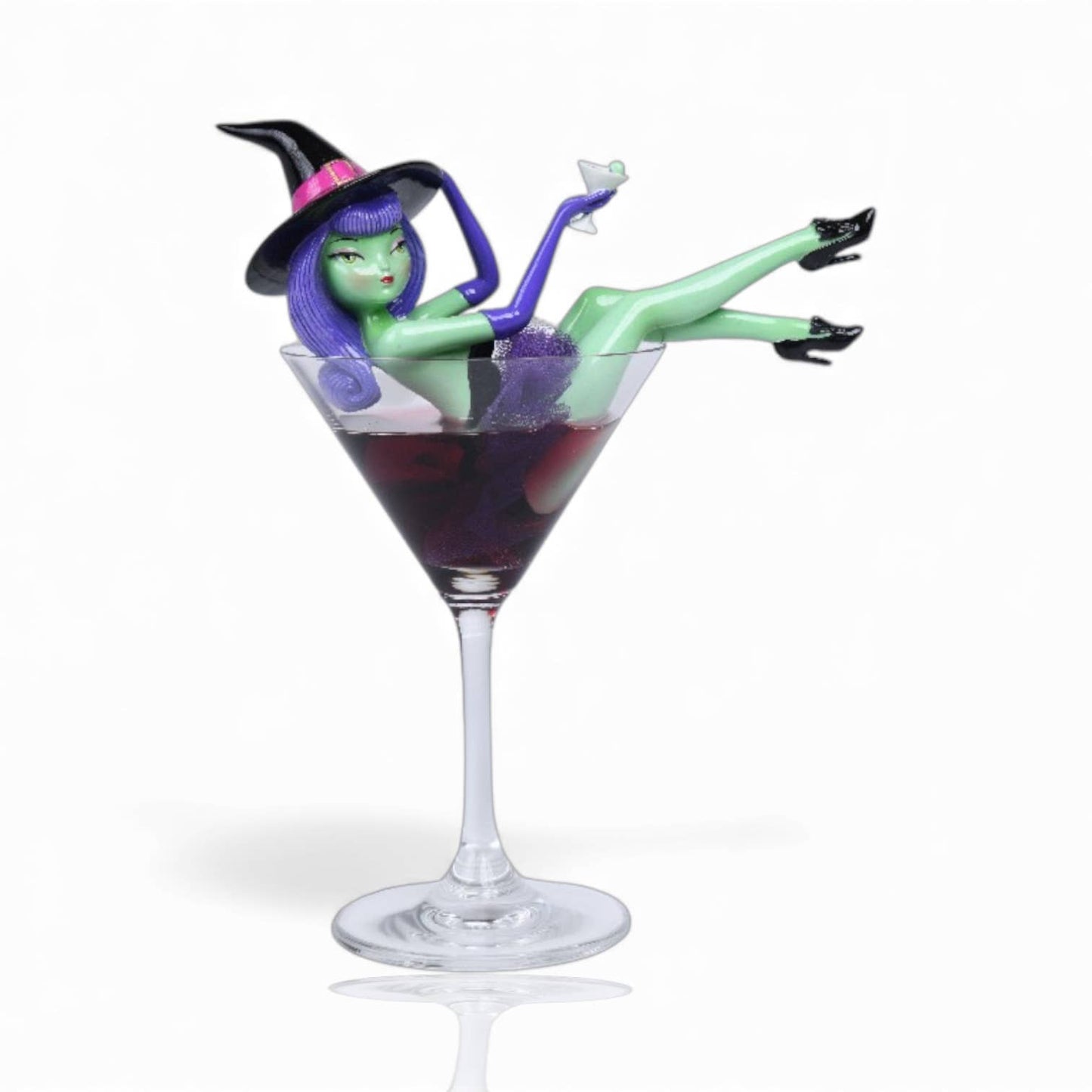 Purple Hair Witch in Martini Figurine by December Diamonds – 8.5in