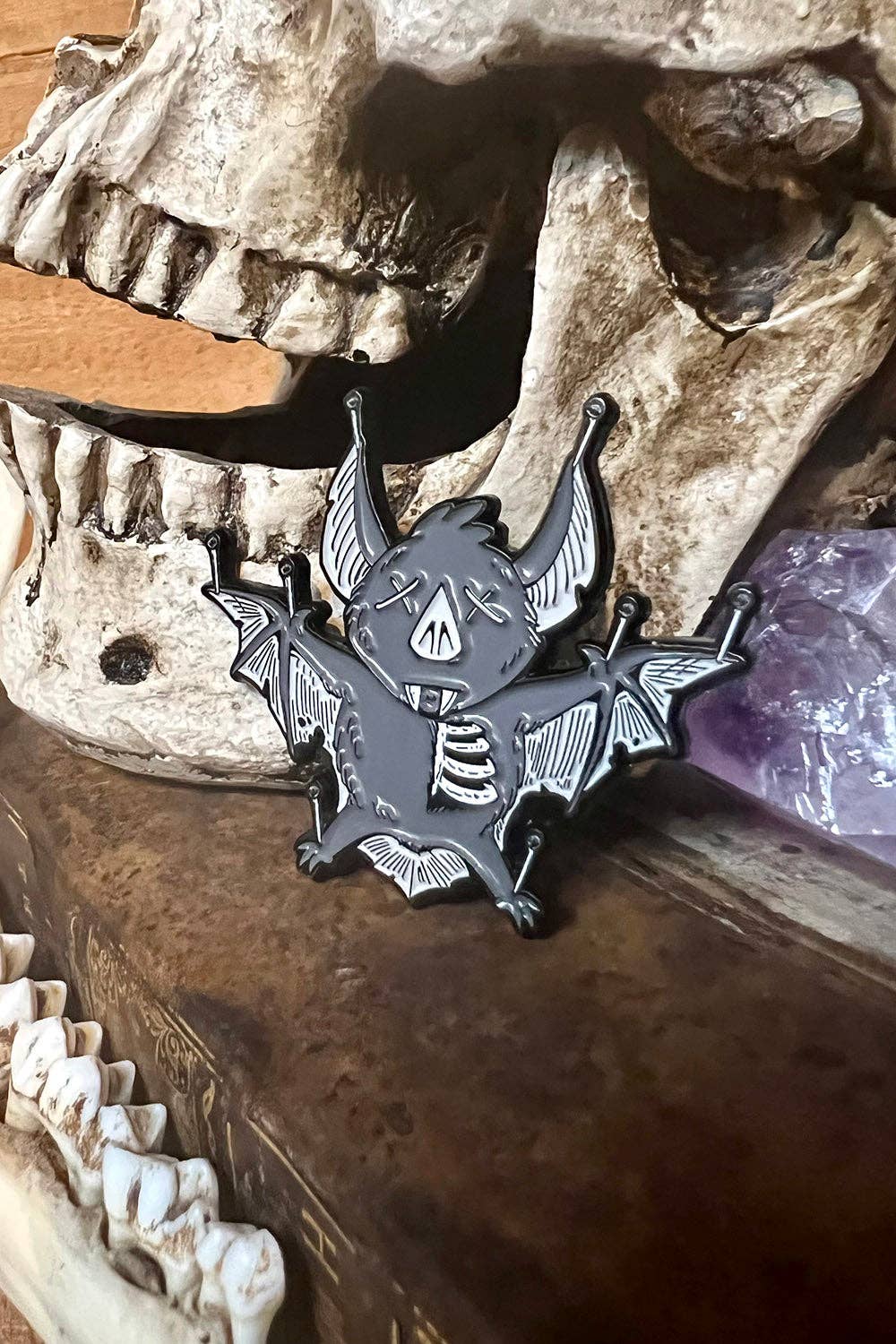 Taxidermy Bat Enamel Pin Goth Vampire
