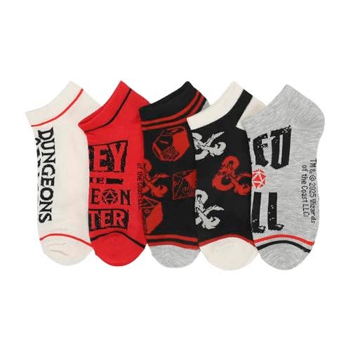Dungeons & Dragons Women's Logo & Dice Ankle Socks, 5-Pack