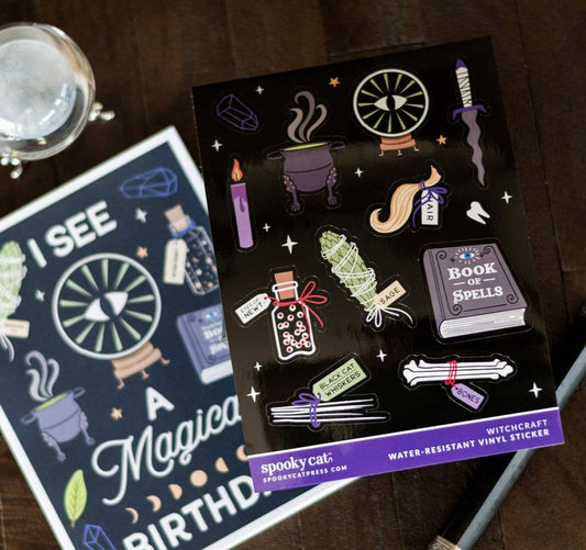 Witchcraft Sticker Sheet Mystical Grimoire