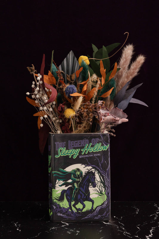 Large Book Shaped Vase, Sleepy Hollow Headless Horseman