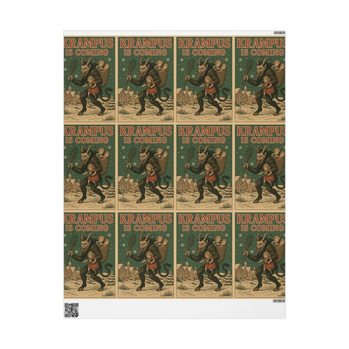 Vintage Style Krampus is Coming Gift Wrapping Paper Roll