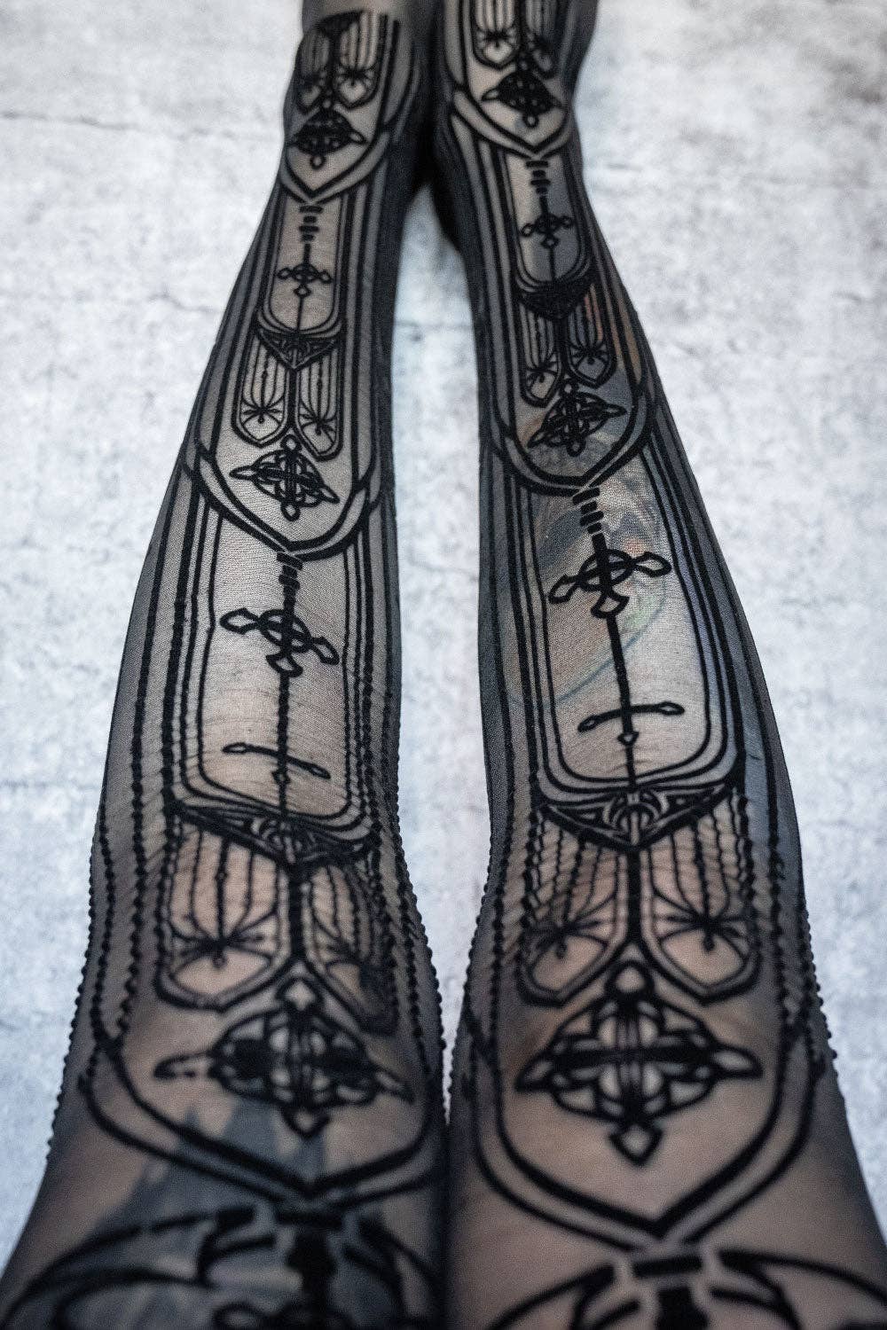 Gothic Cathedral Thigh High Tights Stockings