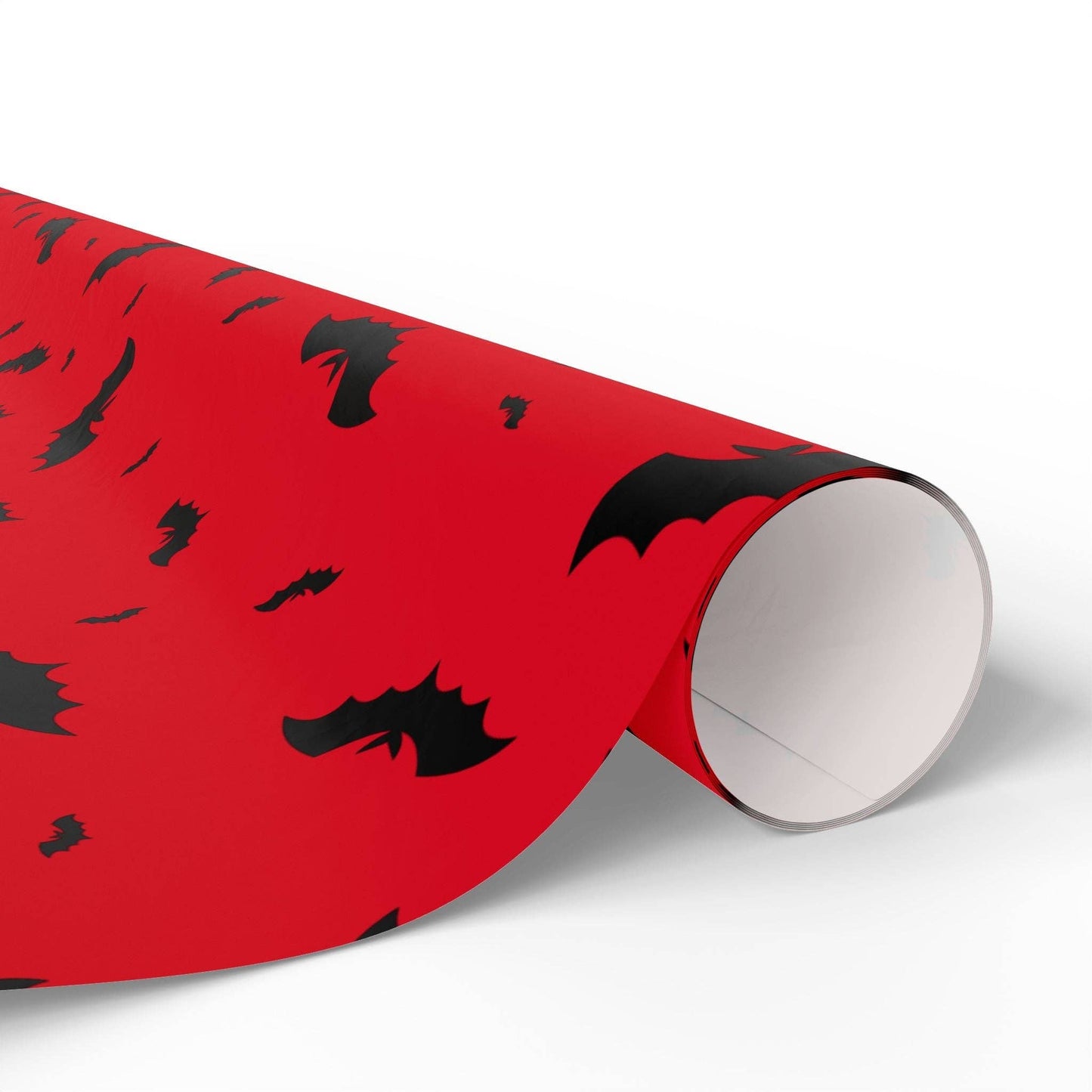 Red and Black Bats Spooky Gift Wrapping Paper Roll