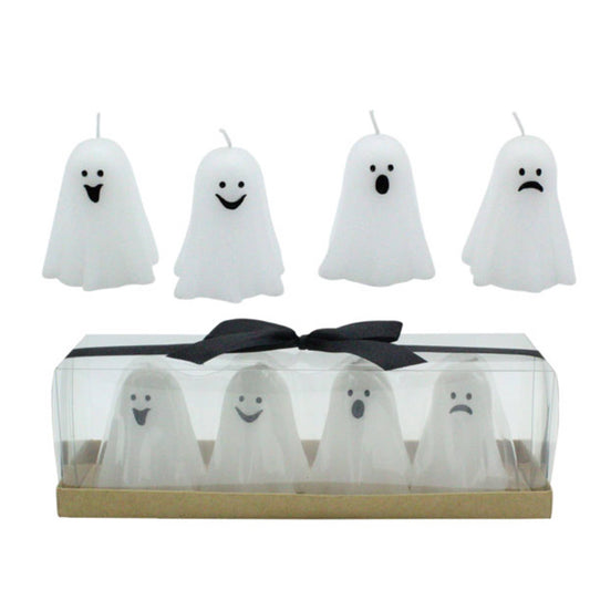 OFERTA Velas de cera de Halloween con forma de fantasma en caja, juego de 4: cera