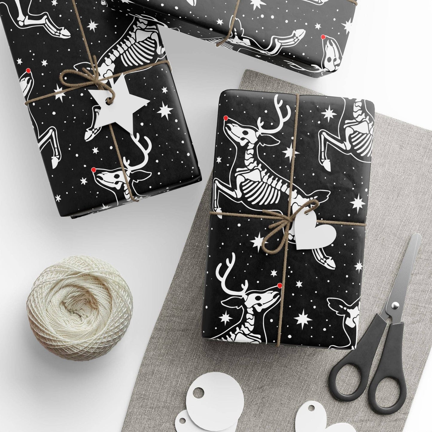Dead Nose Skeleton Reindeer Gift Wrapping Paper Roll