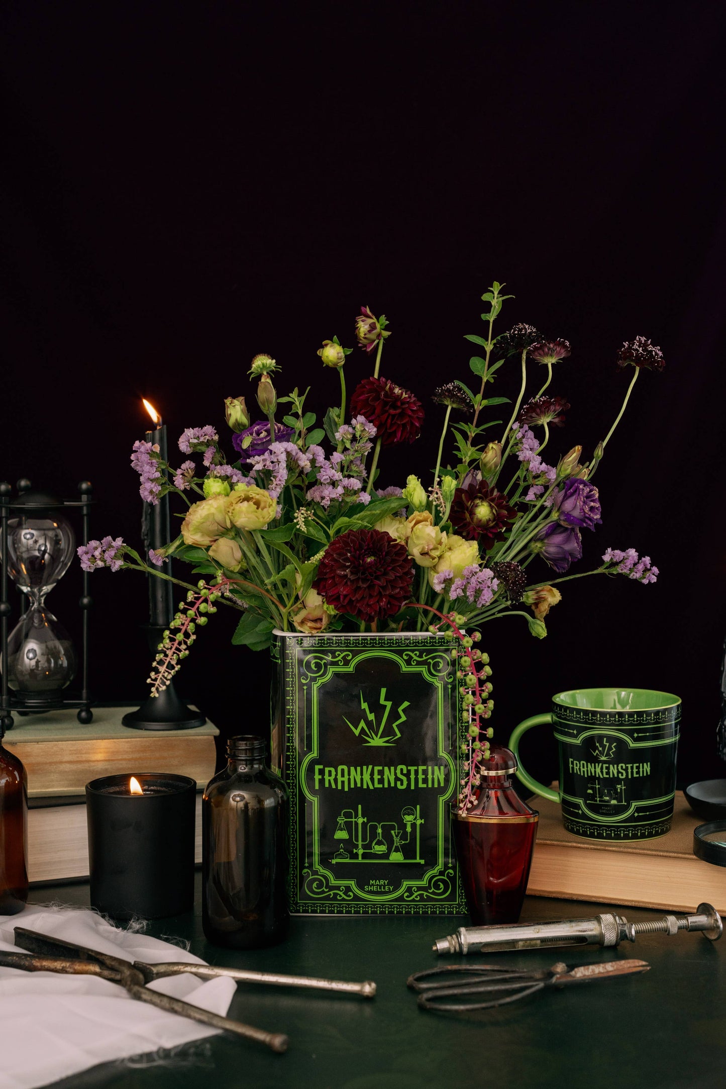 Large Book Shaped Vase, Frankenstein, Goth, Horror, Movie