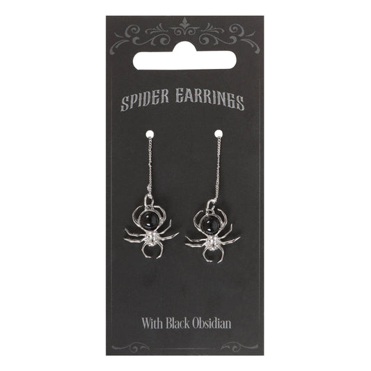 Obsidian Spider Earrings
