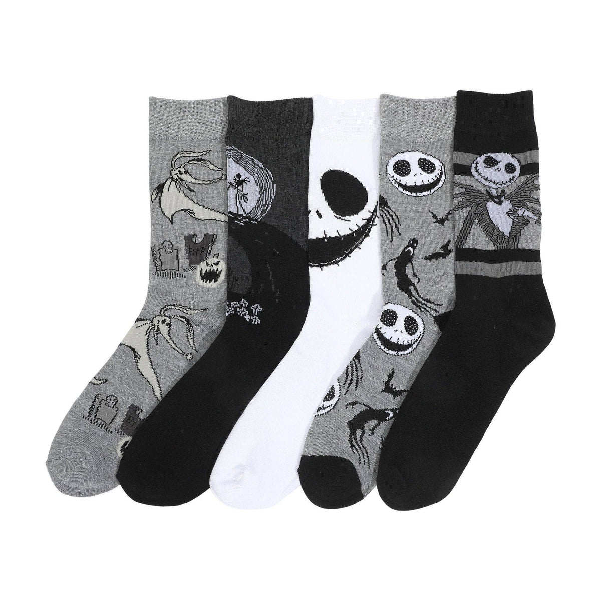 Nightmare Before Christmas Jack Skellington & Zero Crew Socks, 5-Pack
