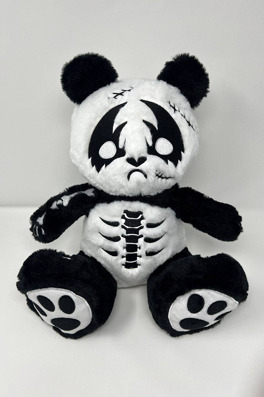 Heavy Metal Skeleton Panda Plush Black and White