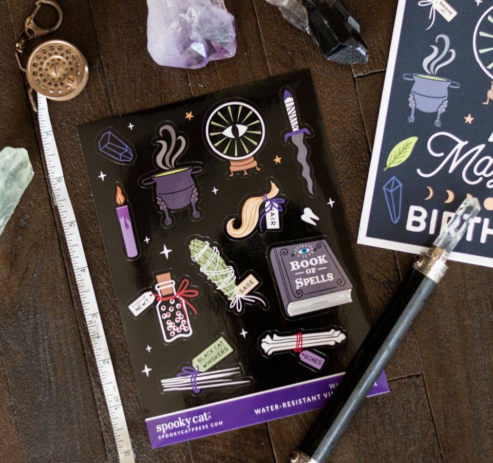 Witchcraft Sticker Sheet Mystical Grimoire