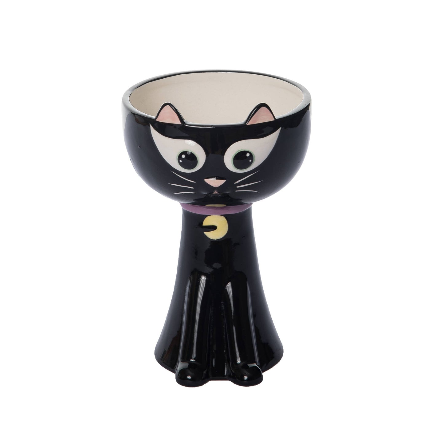 Black Halloween Cat Pedestal Bowl