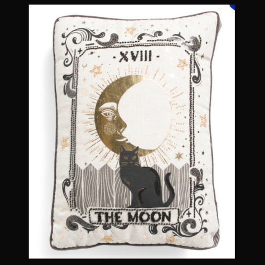 Black Cat Sun and Moon Tarot Cards Throw Pillow