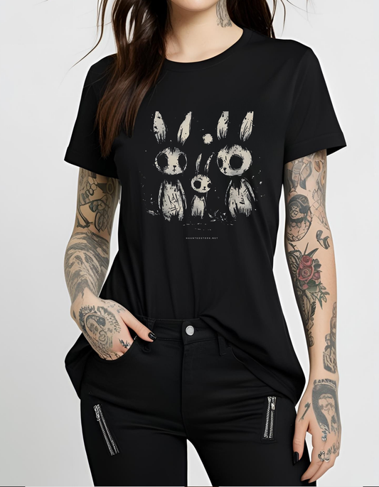Creepy Bunnies Unisex T-Shirt-Black