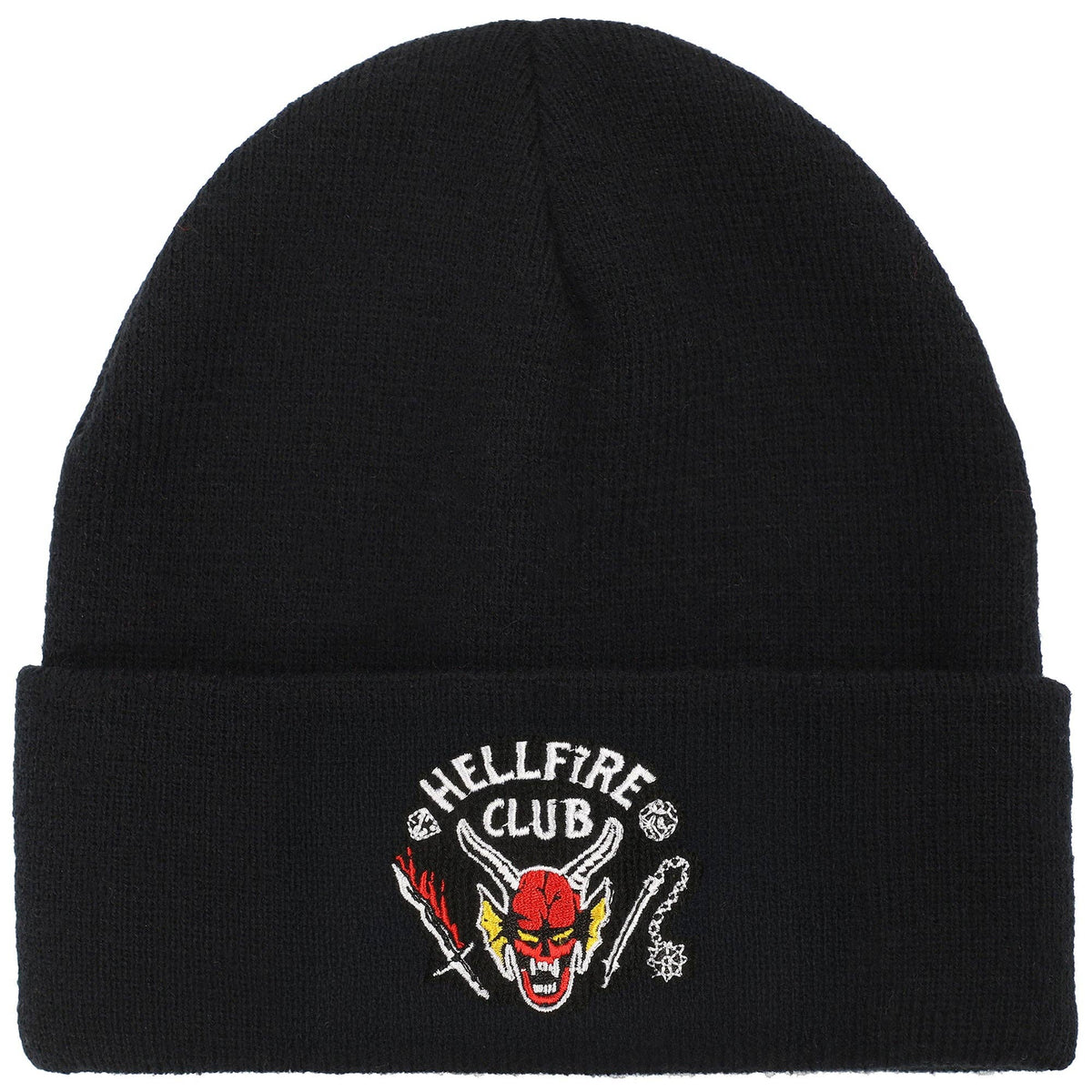 Stranger Things Hellfire Club Black Embroidered Knit Beanie