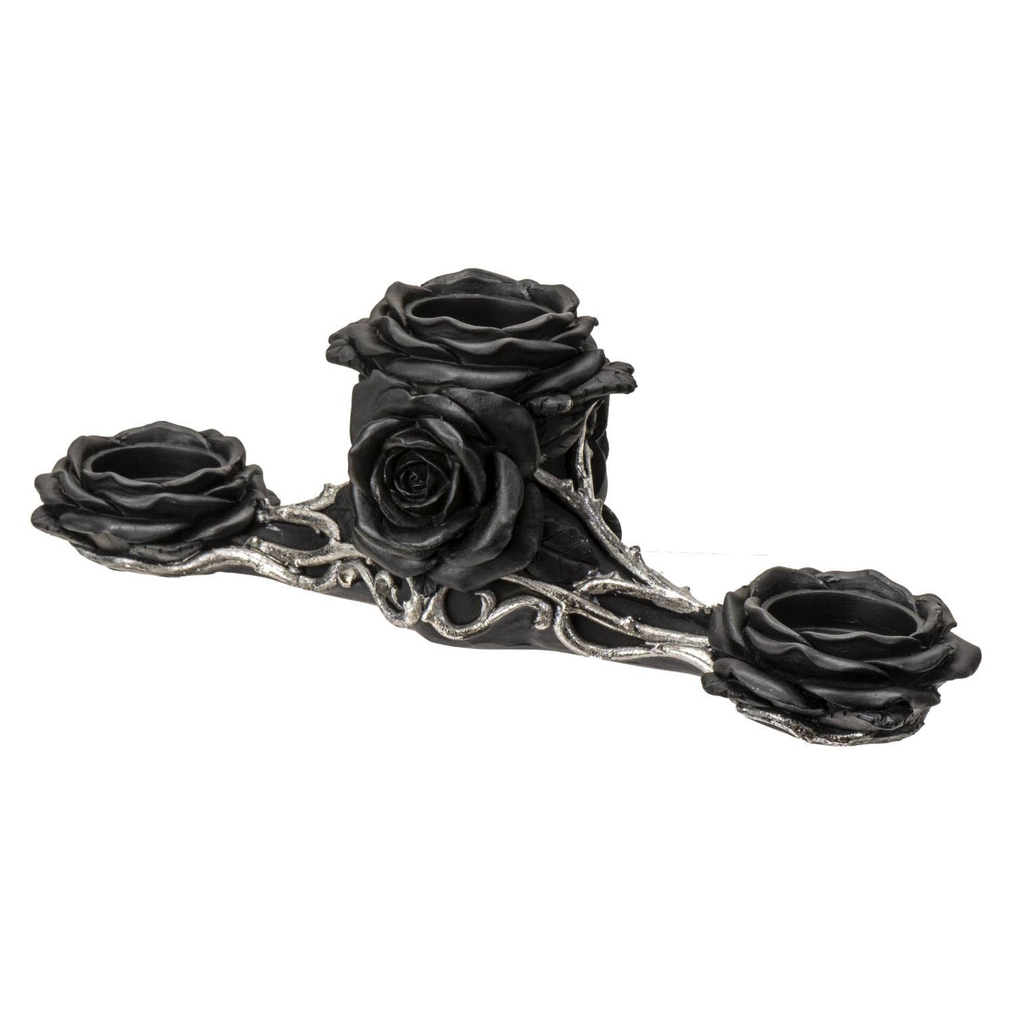 Gothic Black Rose Triple Votive Holder Valloween Valentines