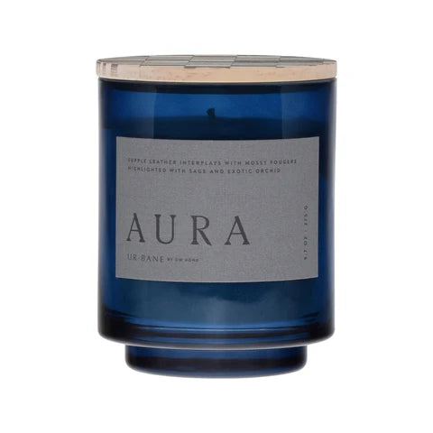 Aura Glass Candle with wood accent lid