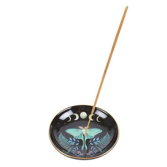 Luna Moth Incense Stick Holder Burner Plate Dish Moon Phases