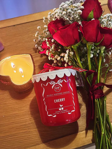 Cherry- Perfect for Valentines Day Glass Candle