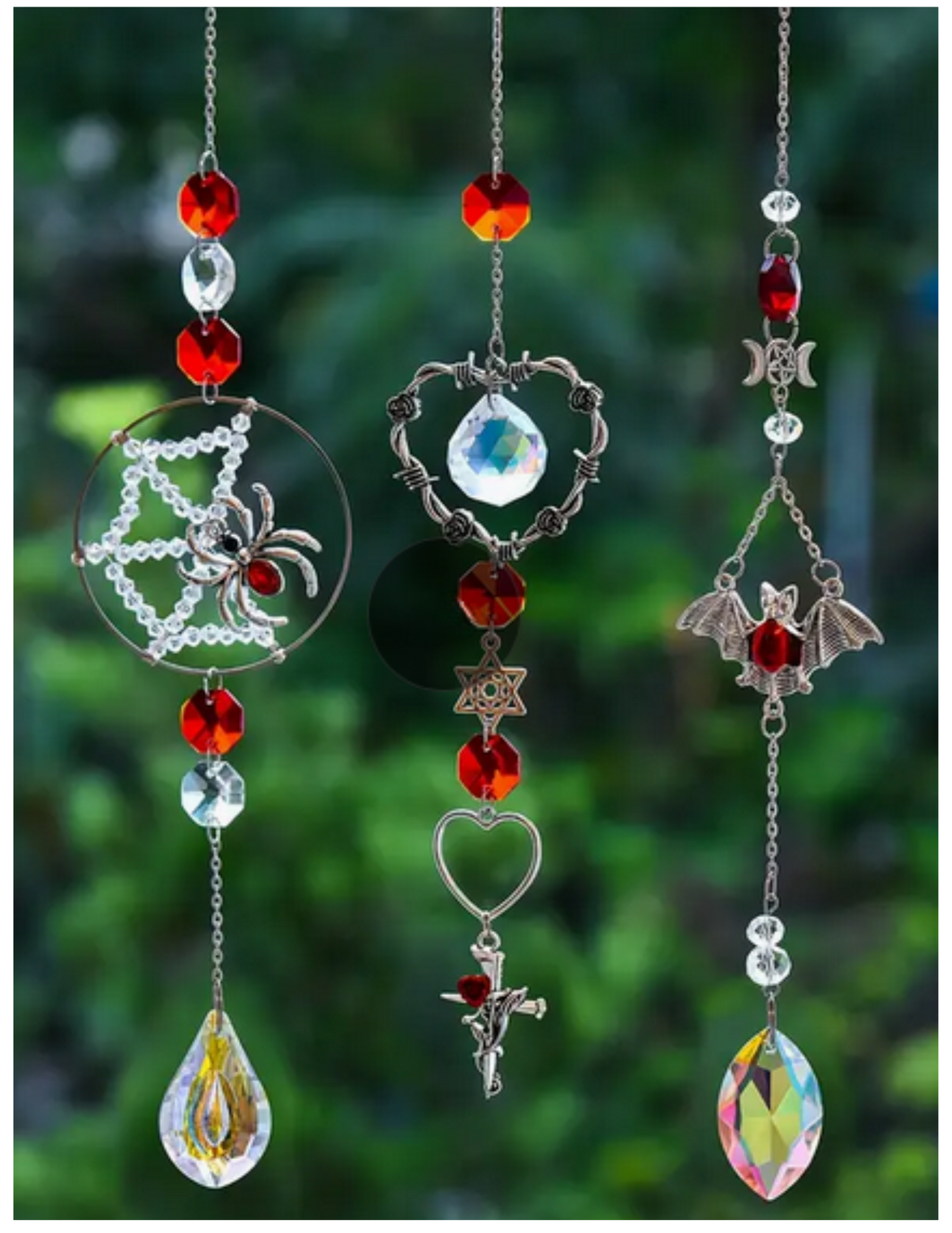 Spider Web  Bat Barb Wire Heart Red Sun Catchers