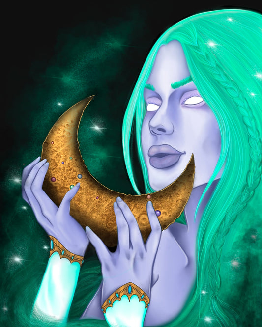 Moon Goddess original artist print by HKR