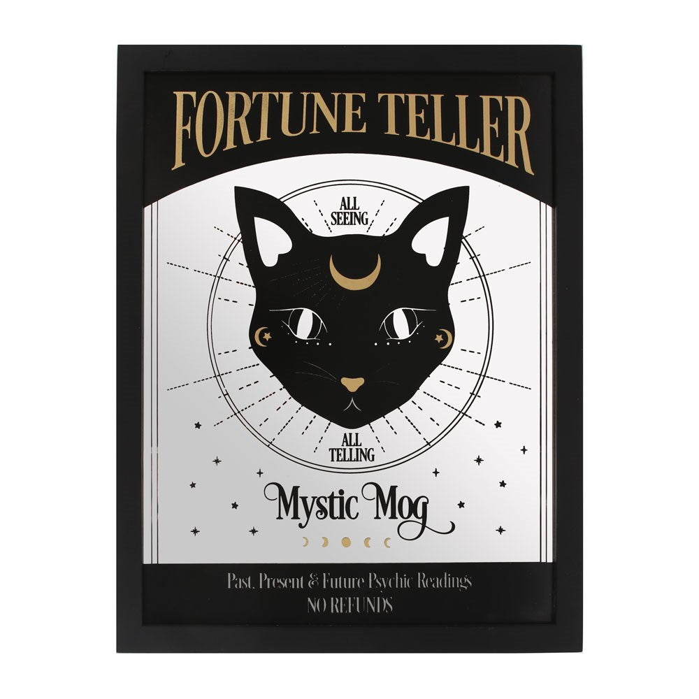 Mystic Mog Mirrored Wall Hanging Black Cat Fortune Teller