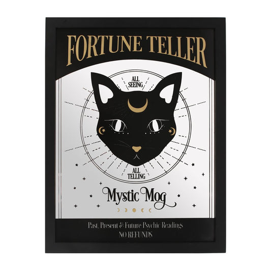 Mystic Mog Mirrored Wall Hanging Black Cat Fortune Teller