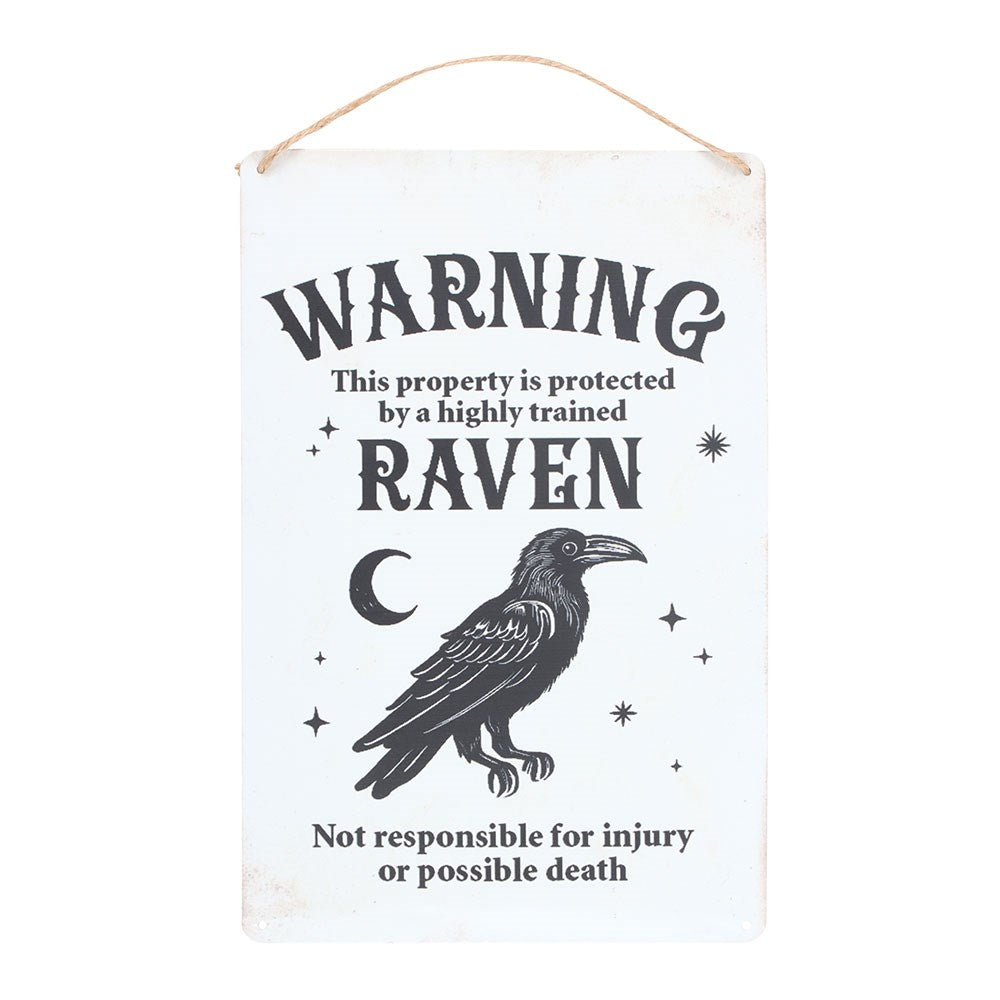 Protected by a Raven Hanging Sign Metal Sign