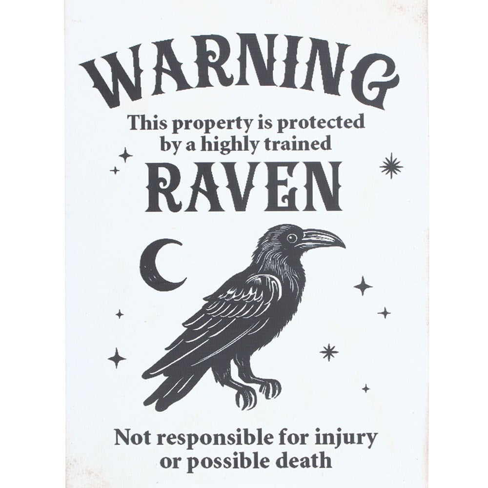 Protected by a Raven Hanging Sign Metal Sign