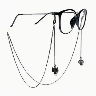 Goth Eye Glass Chain Cross Cat