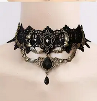 Vintage Goth Lace Choker Necklace