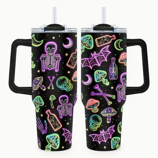 XL Skull and Bat Glow Tumbler