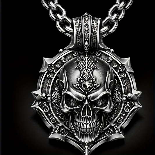 Vintage Goth Skull Necklace