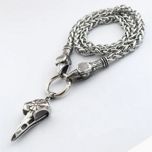 Nordic Viking Crow Skull Necklace