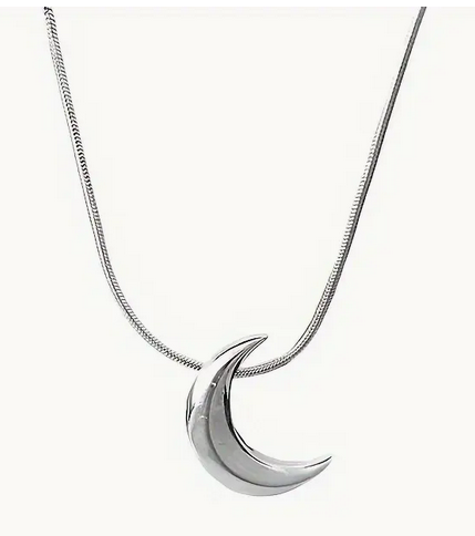 Crescent Moon Silver Necklace
